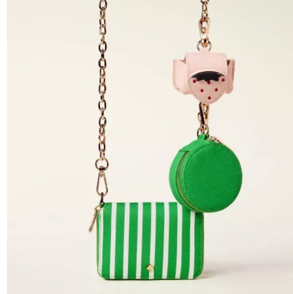 Kate Spade x Target Limited Edition Stripe Mini Crossbody Bag Green & White - Picture 4 of 13